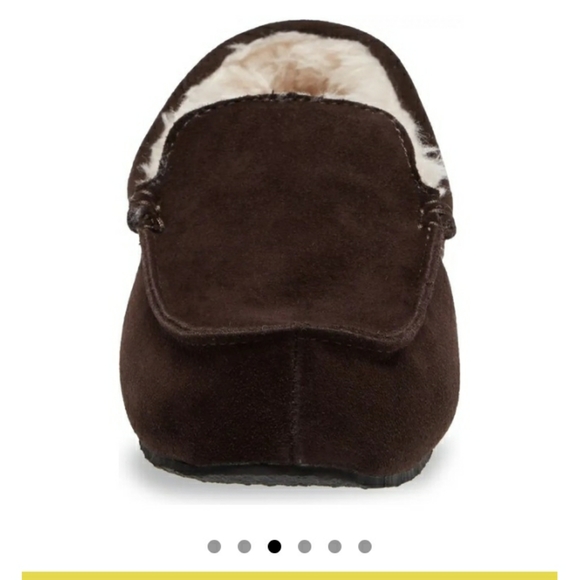 🆕️Leather Suede Sherpa Moccasin Nordstrom ugg-style Slipper Brown Men's 11 - Picture 3 of 7